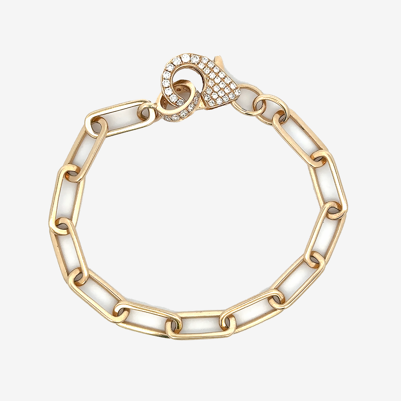 Pave' Diamond Clasp Paperclip Link Bracelet