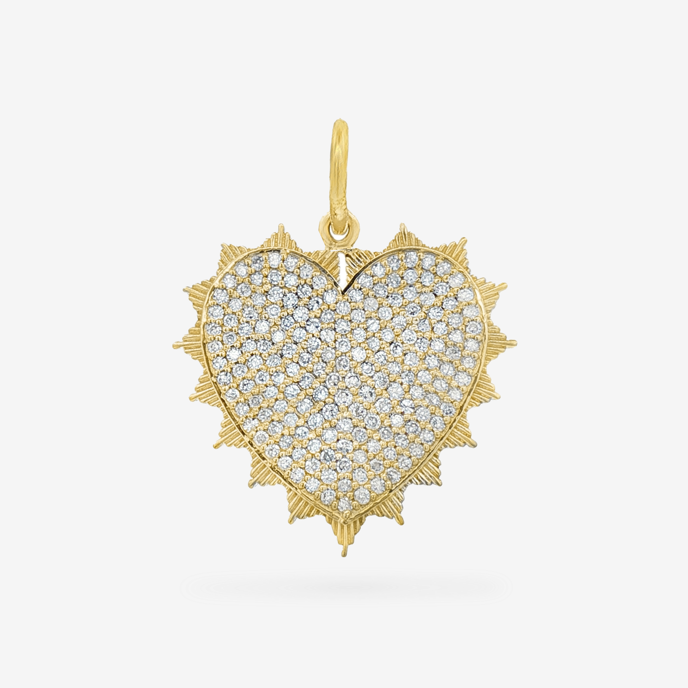 Pave' Diamond Fluted Burst Heart Charm