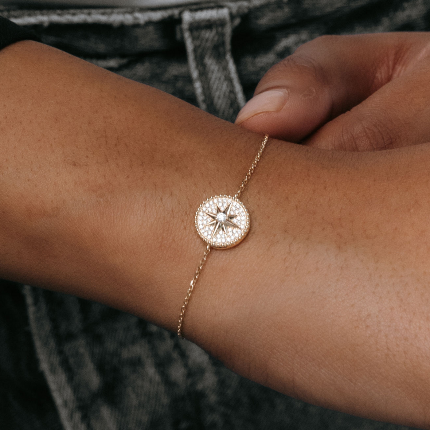 diamond compass bracelet