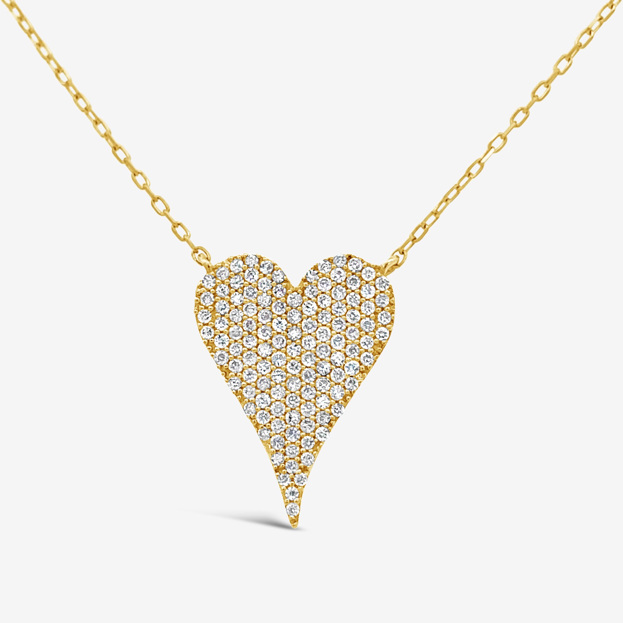 large pave diamond heart necklace