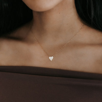 pave diamond heart necklace