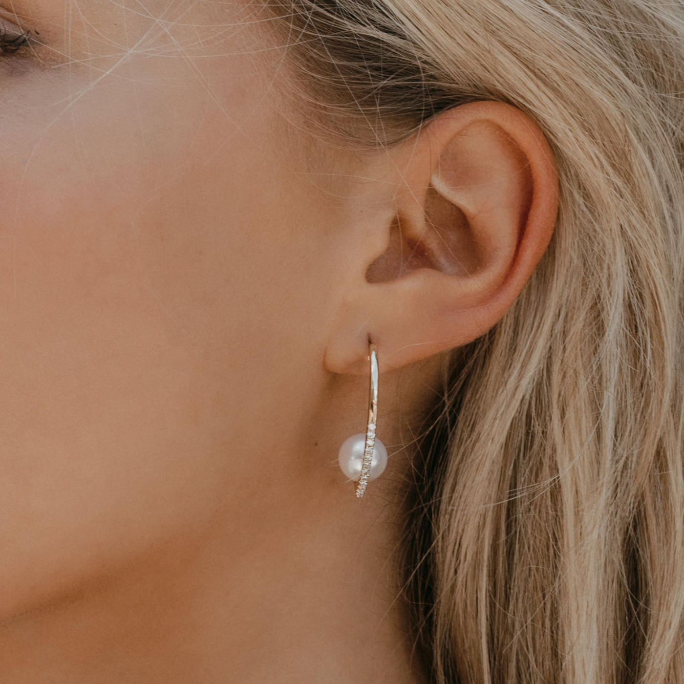 Pave Diamond & Pearl Drop Earrings