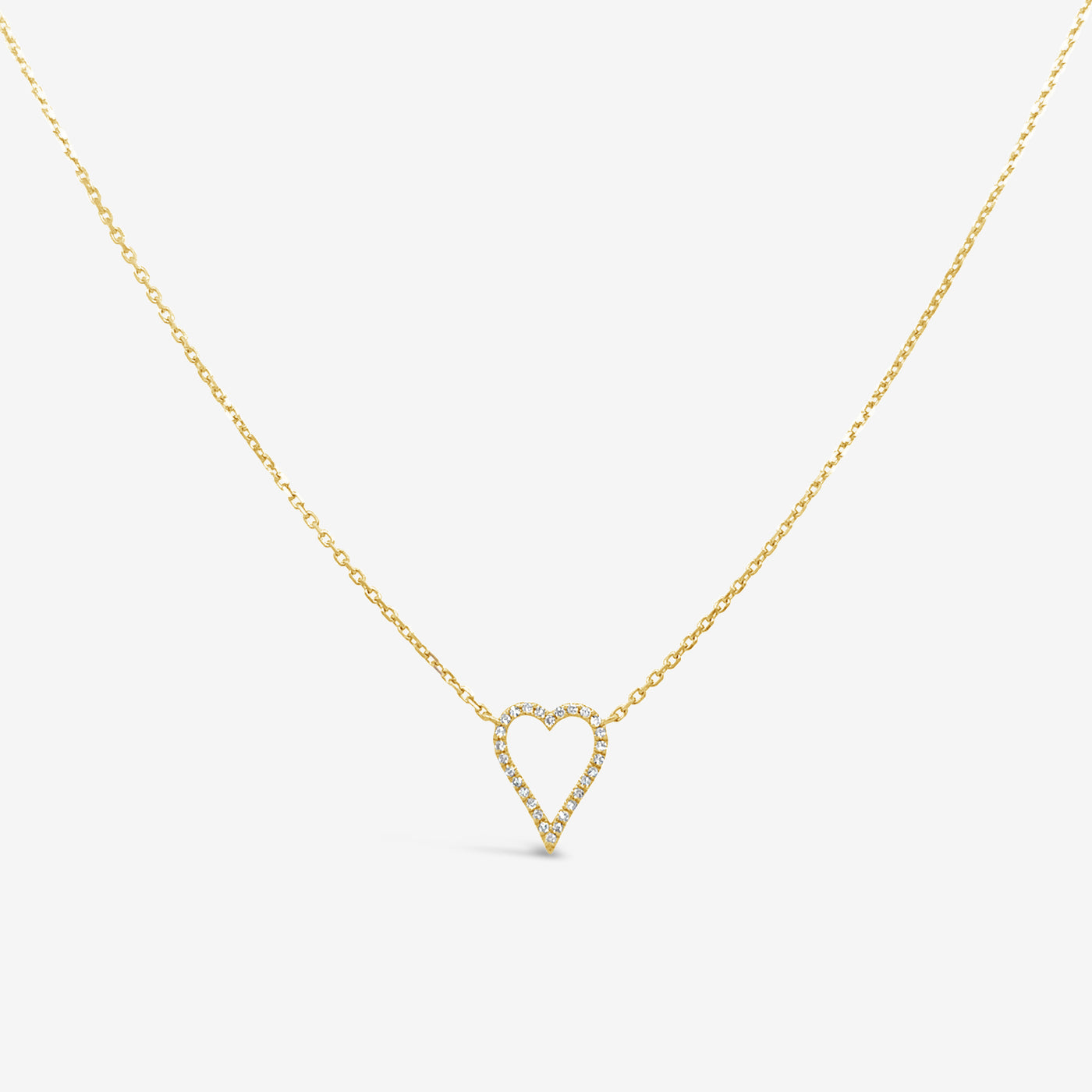 pave diamond open heart necklace