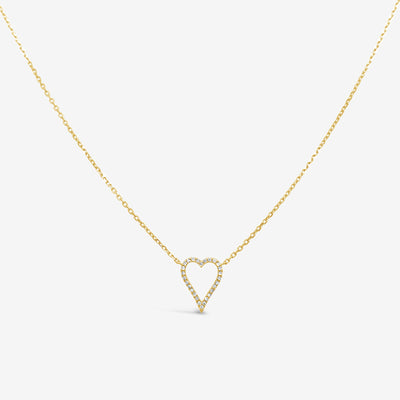 pave diamond open heart necklace