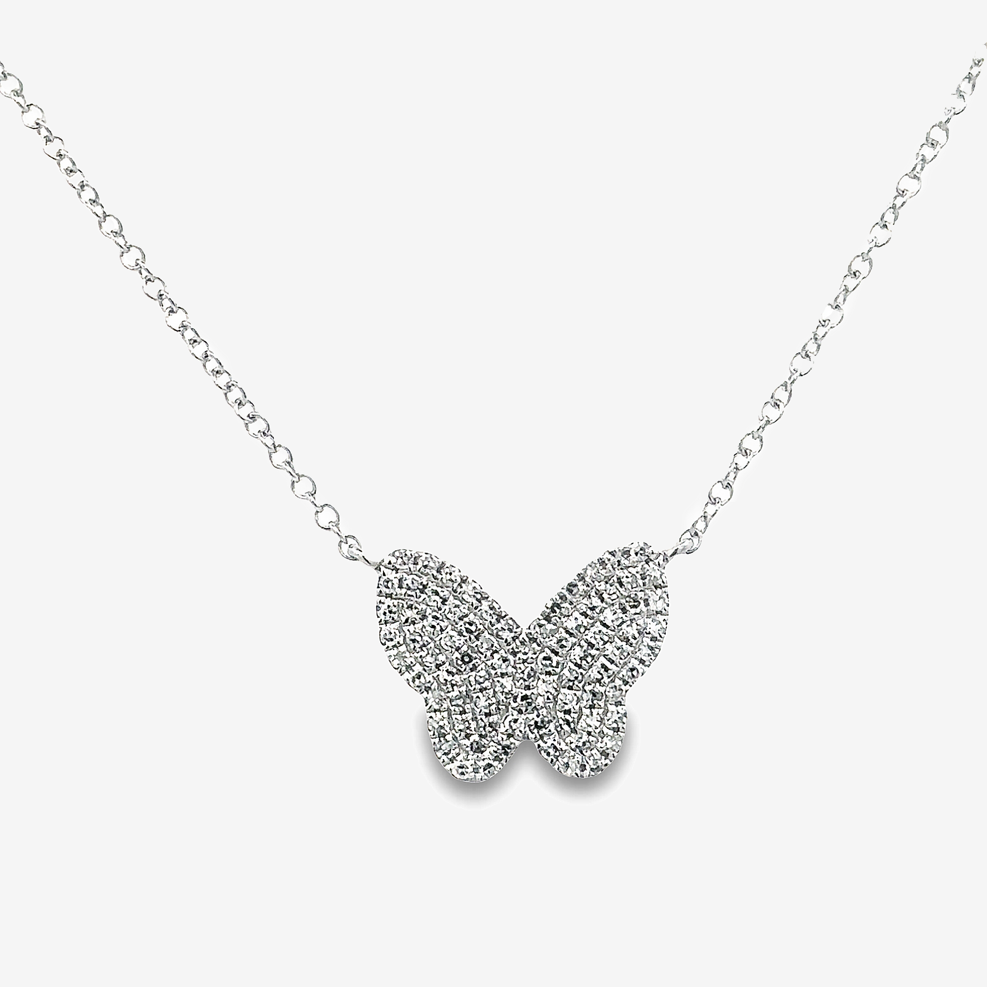 pave diamond butterfly necklace