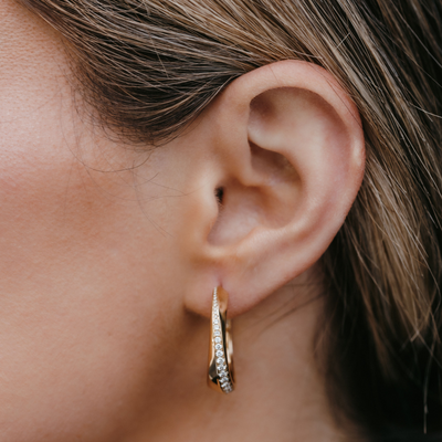 Pave Twist Hoop Earrings