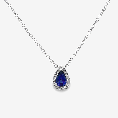 sapphire and diamond halo necklace