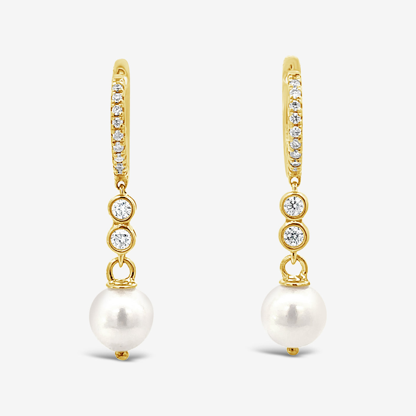 pearl and diamond dangle earrings