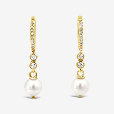 pearl and diamond dangle earrings
