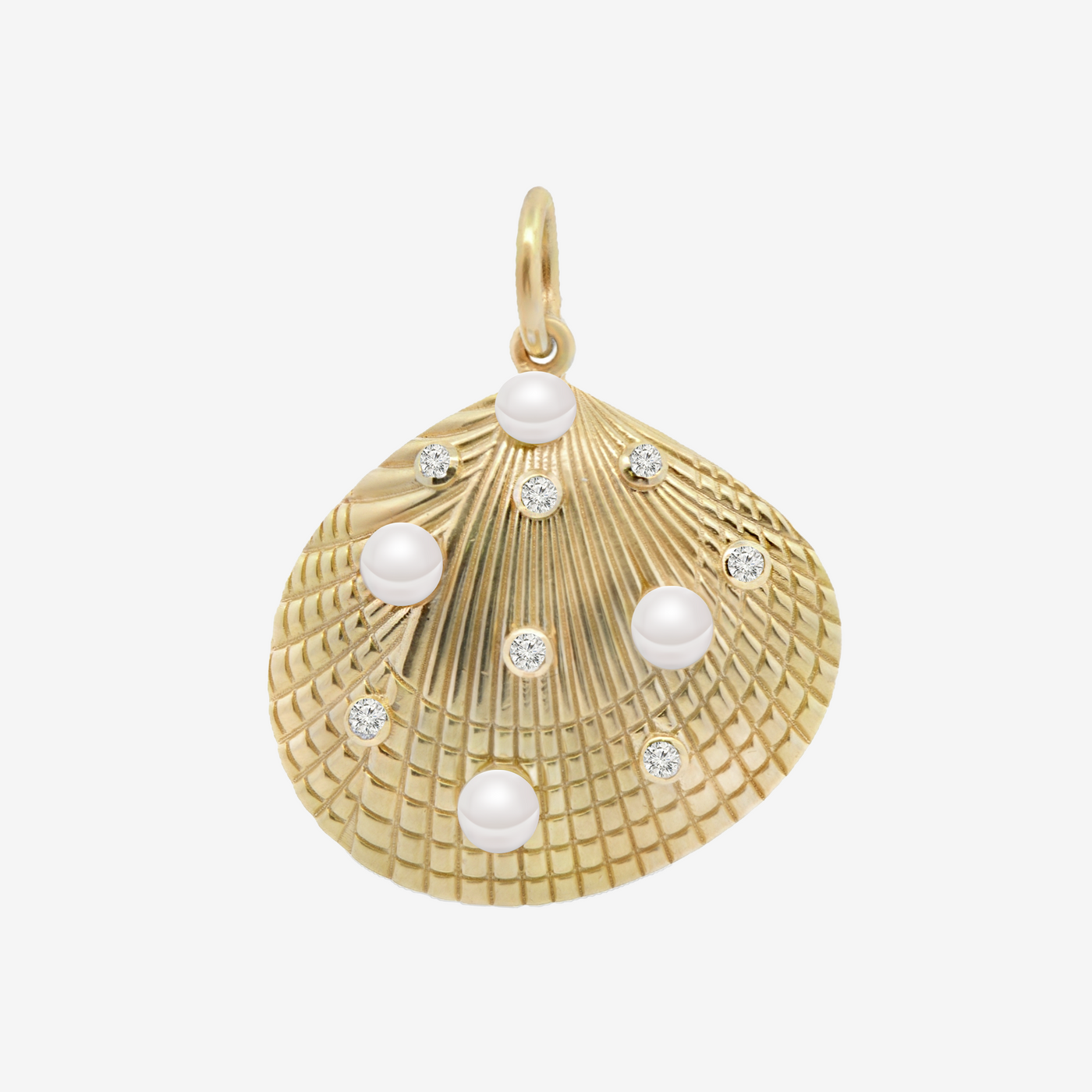 Pearl & Diamond Shell Charm