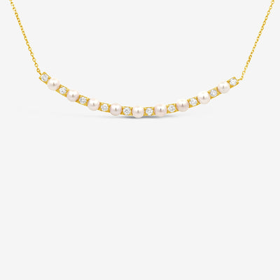 Pearl & Diamond Curve Necklace