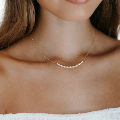 Pearl & Diamond Curve Necklace
