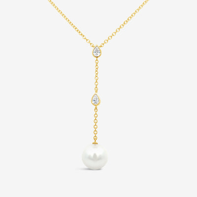 Pearl & Diamond Lariat Necklace