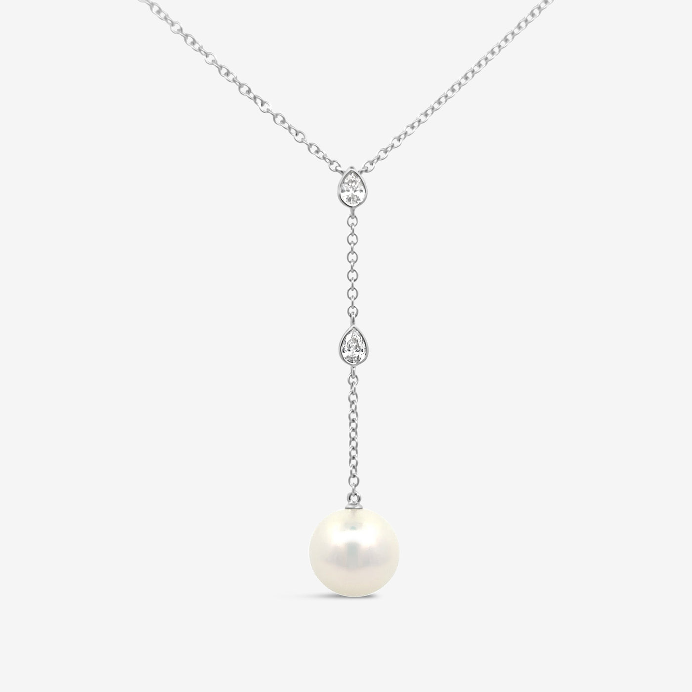 pearl and diamond lariat necklace