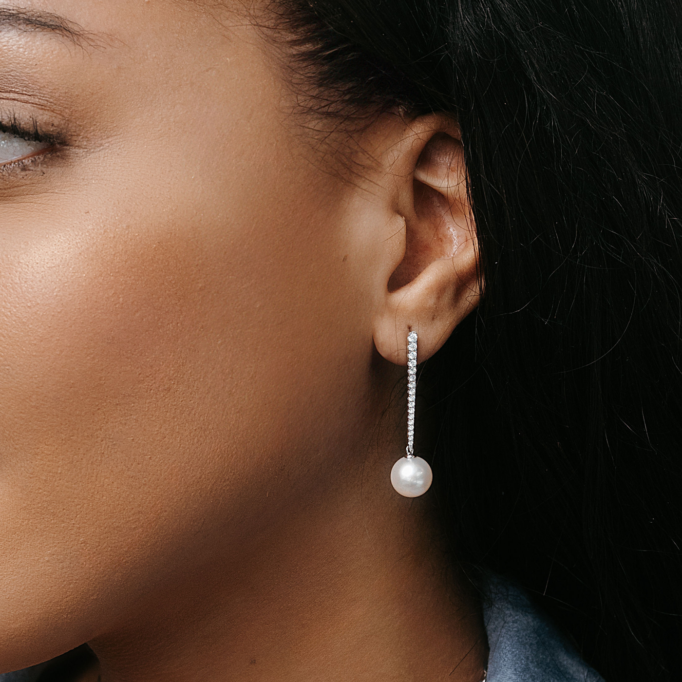pearl and diamond drop earrings