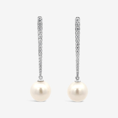 pearl and diamond drop earrings