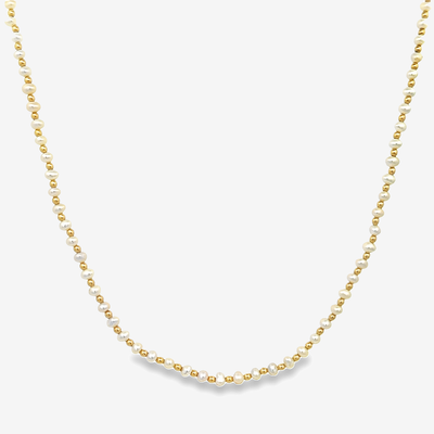 pearl and gold bead necklace