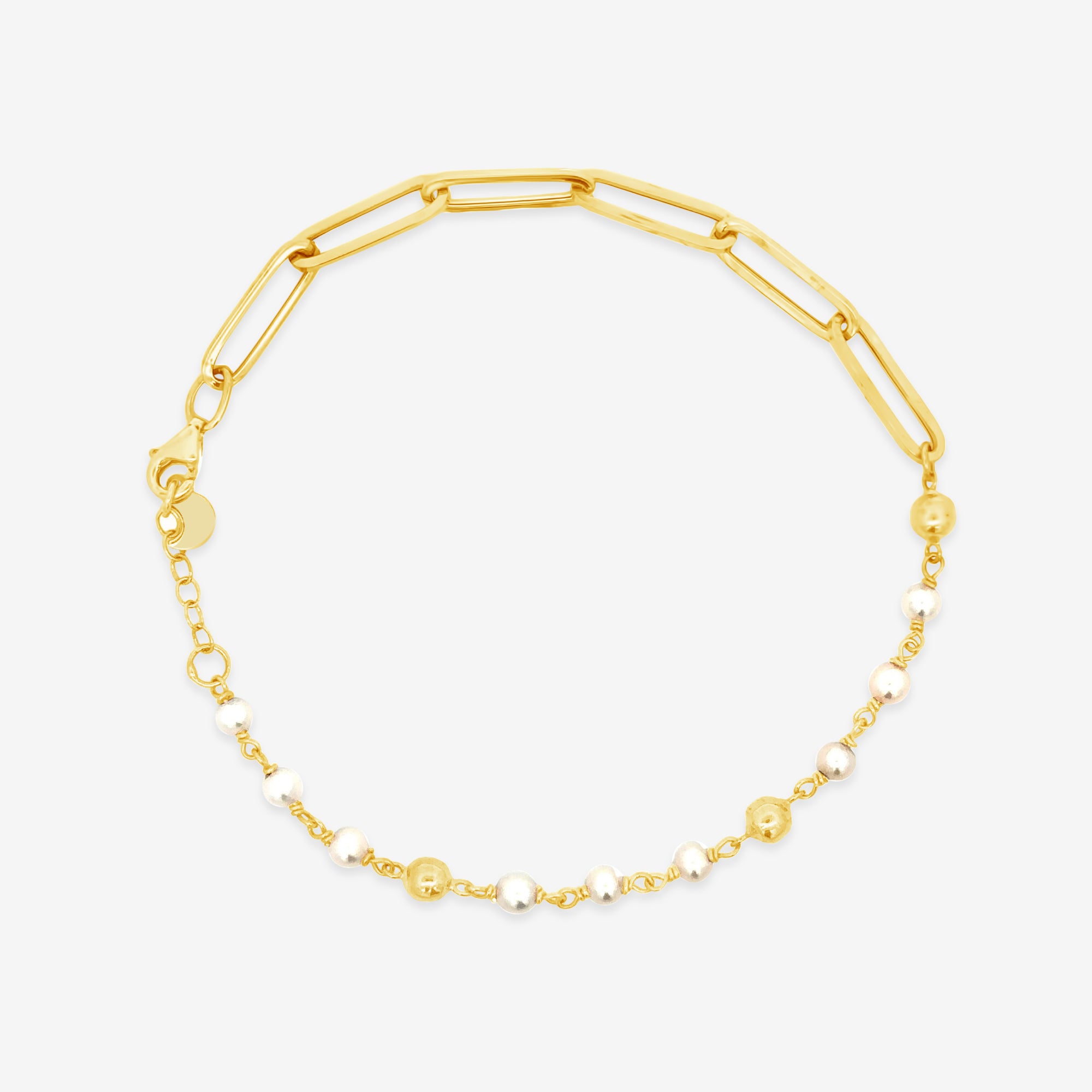 pearl and paperclip link ring