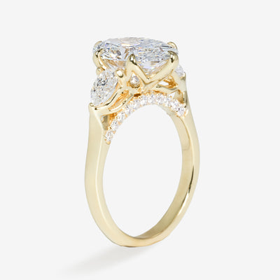 Petal 3 Stone - Pear Sides - Marquise Engagement Ring