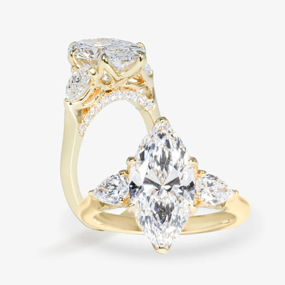 Petal 3 Stone - Pear Sides - Marquise Engagement Ring