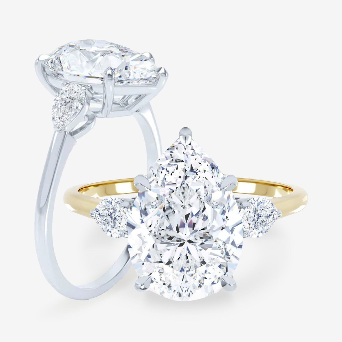 Petite 3 Stone - Pear Sides - Pear Engagement Ring