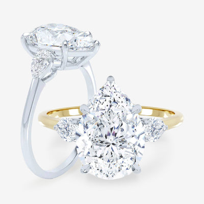 Petite 3 Stone - Pear Sides - Pear Engagement Ring