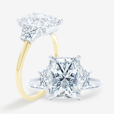 Petite 3 Stone - Trapezoid Sides - Radiant Engagement Ring