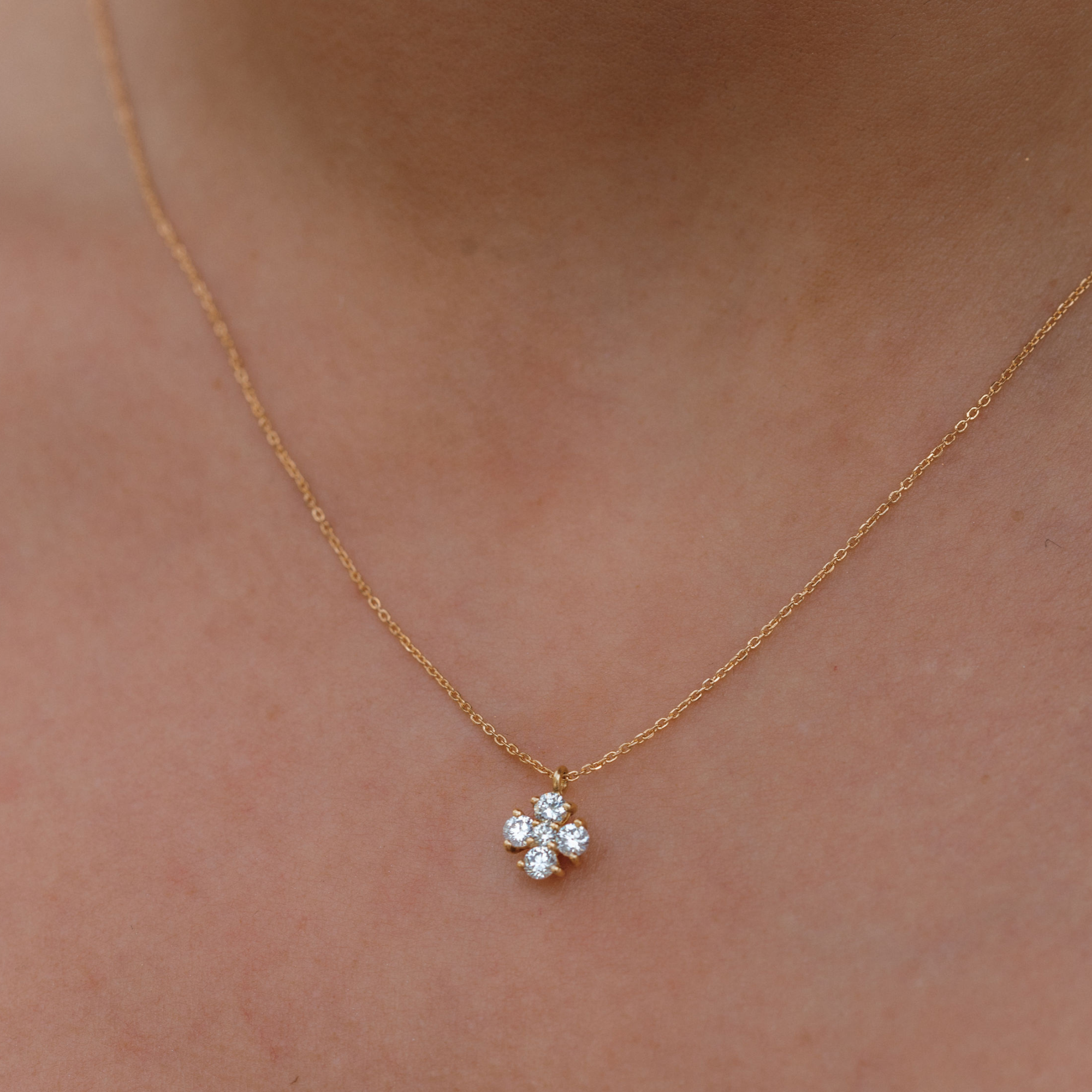 Petite 5 Diamond Cross Necklace