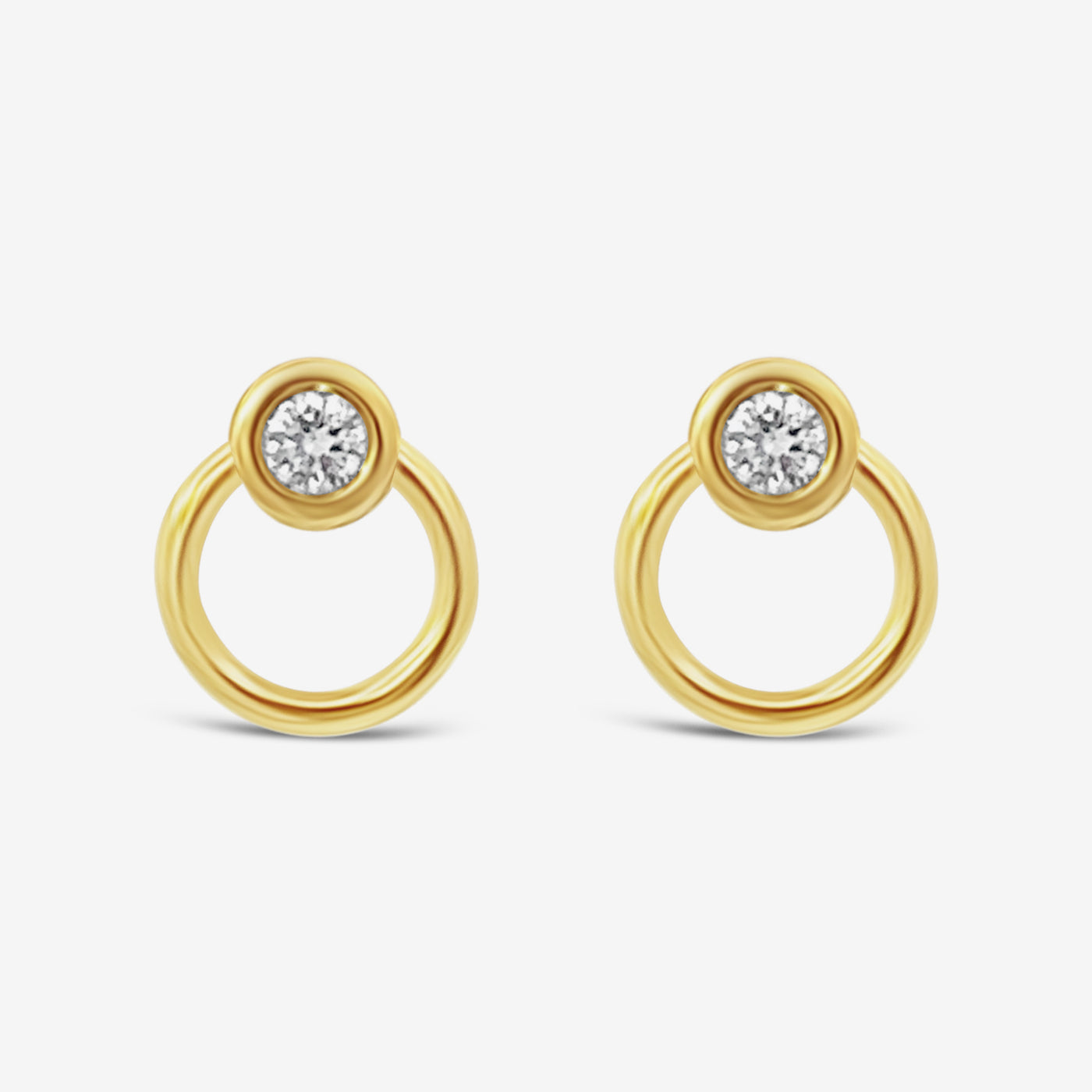 gold and diamond circle stud earrings