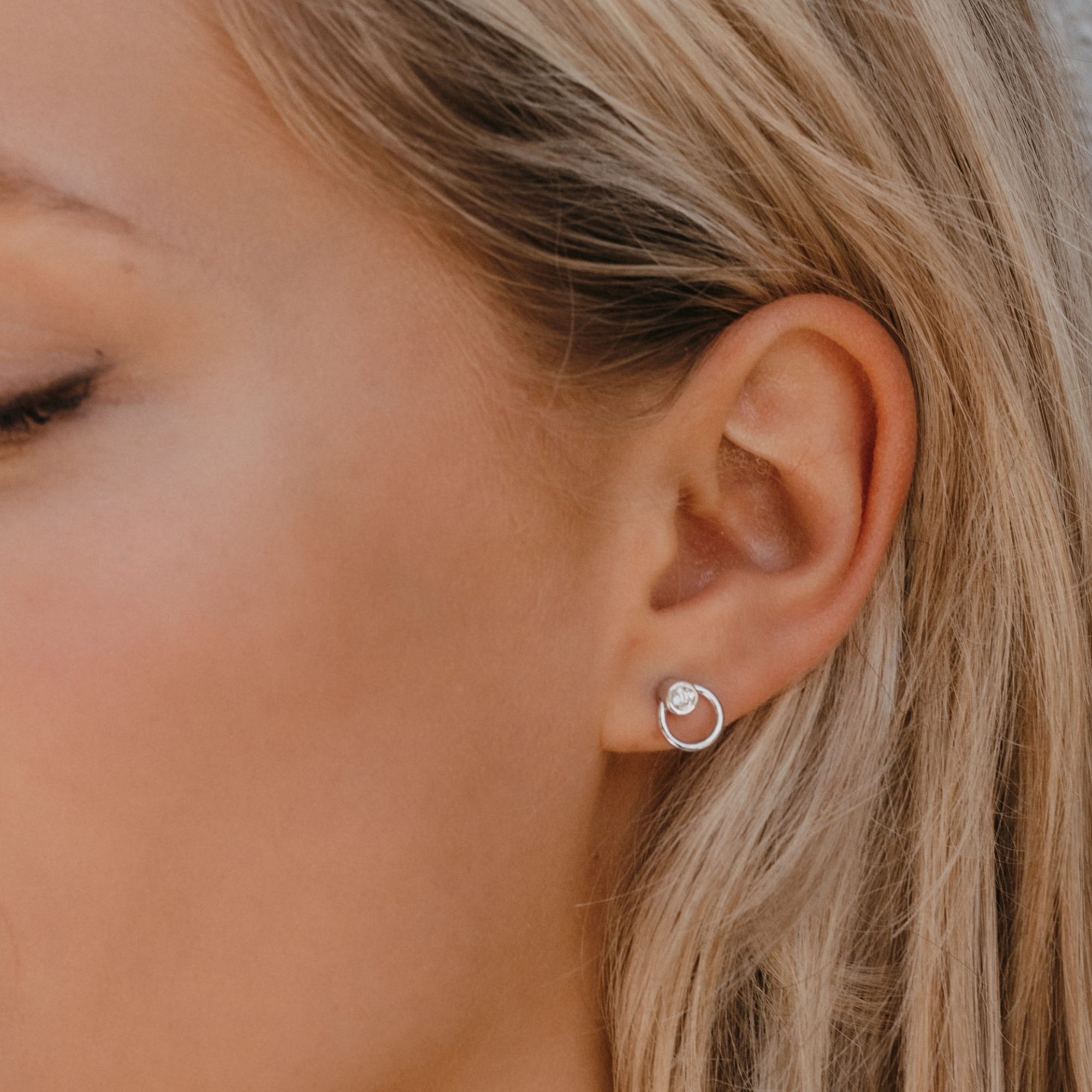 Petite Bezel Circular Earrings