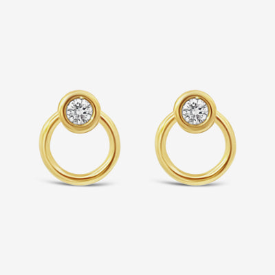 gold and diamond circle stud earrings