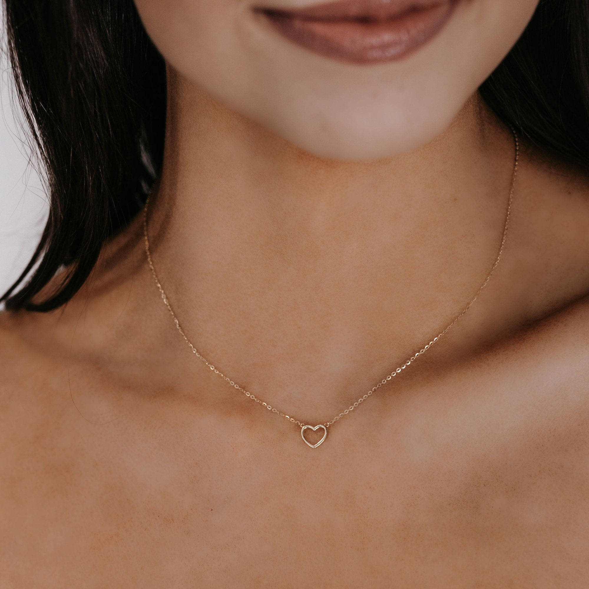 gold open heart necklace