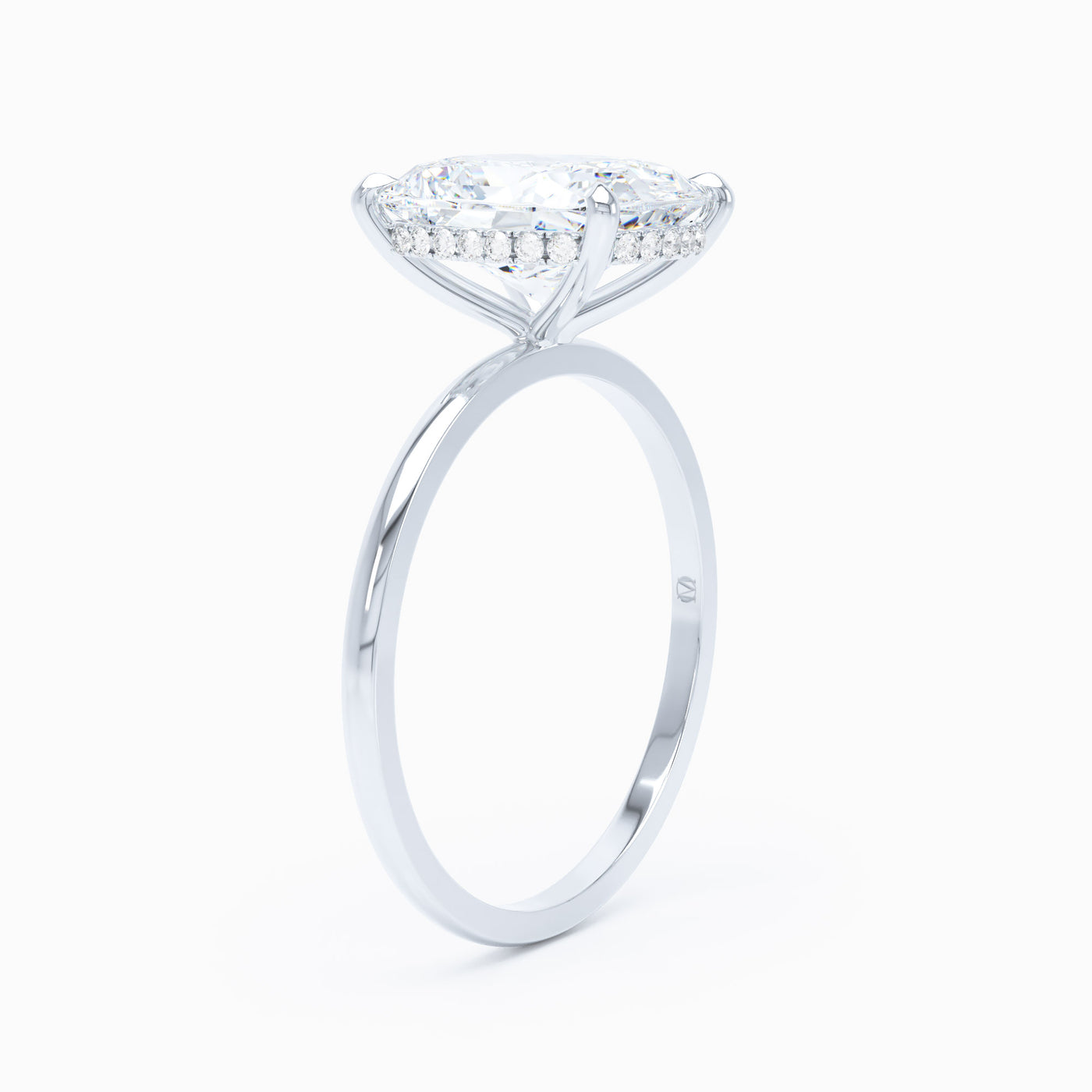 white gold hidden halo diamond engagement ring