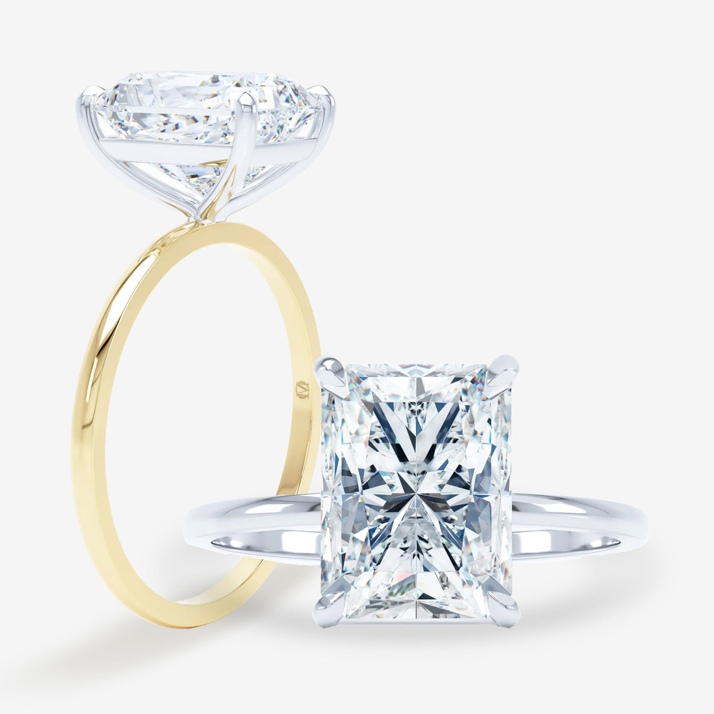 Petite Solitaire - With Rail - Radiant Engagement Ring