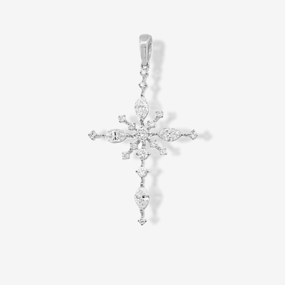 Pinpiont 0.45CT Marquise & Round Diamond Cross Pendant