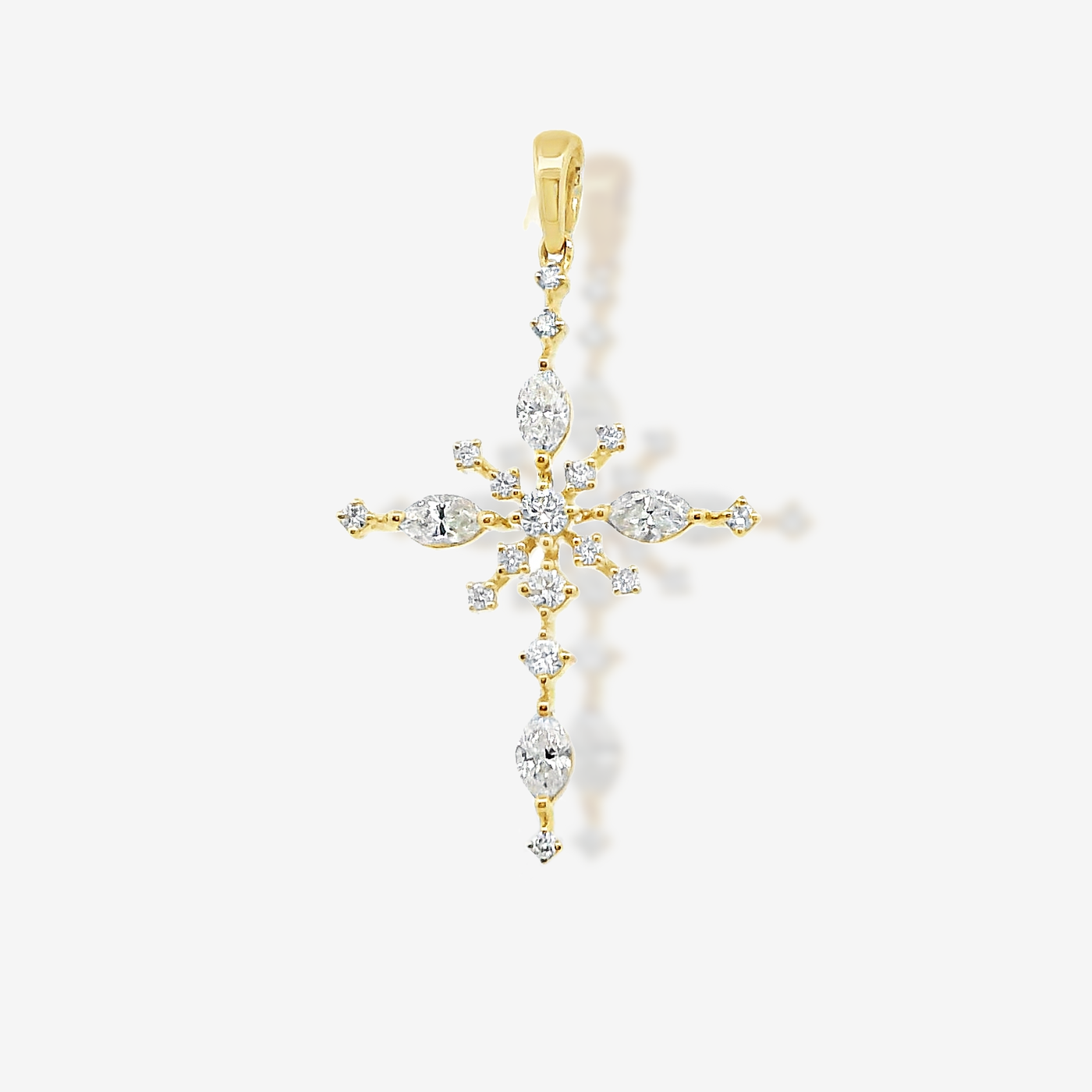 Pinpiont 0.45CT Marquise & Round Diamond Cross Pendant
