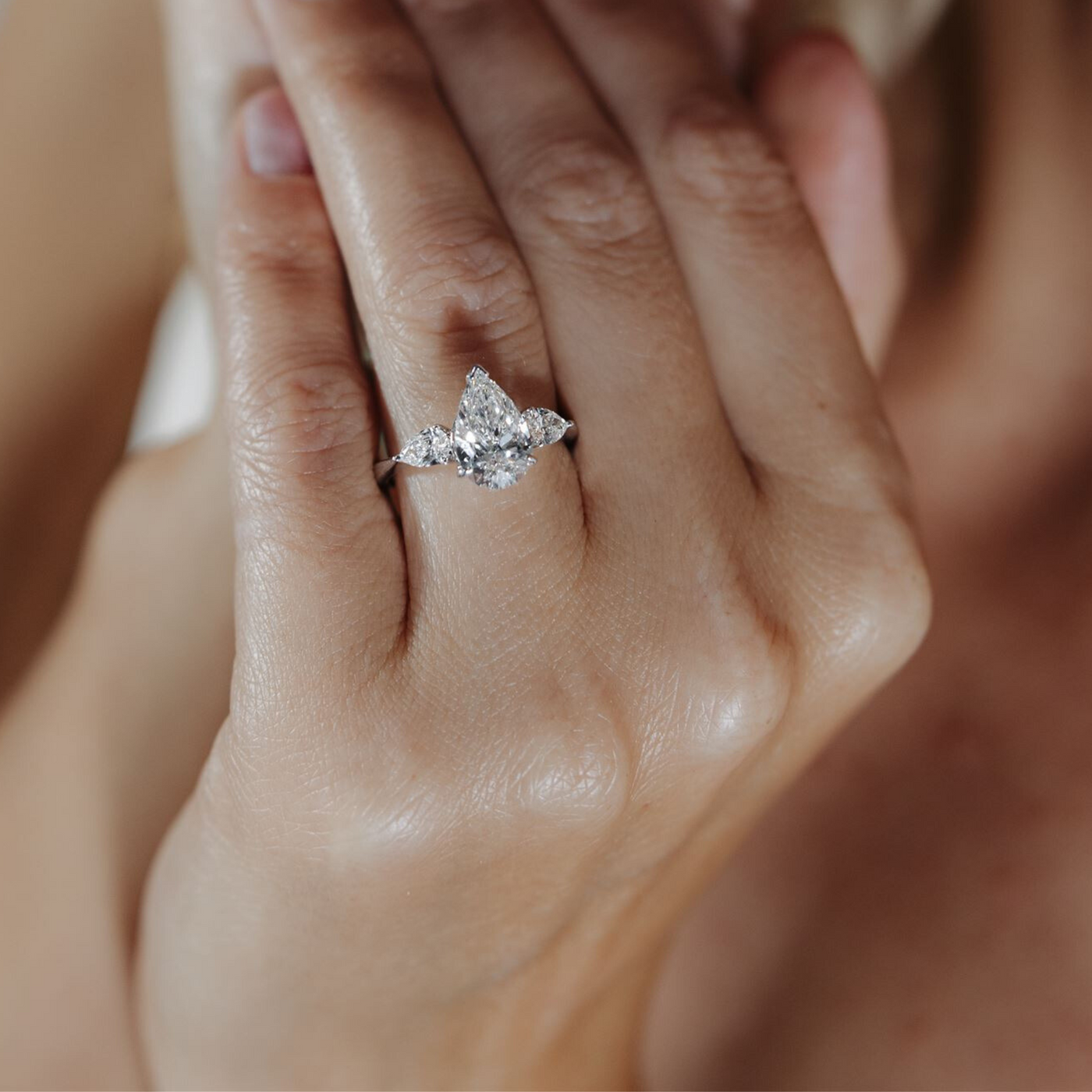 Preset 2.01CT Lab Grown Pear Diamond Engagement Ring
