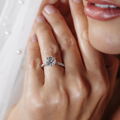 Preset 2.09CT Lab Grown Round Diamond Cathedral Engagement Ring