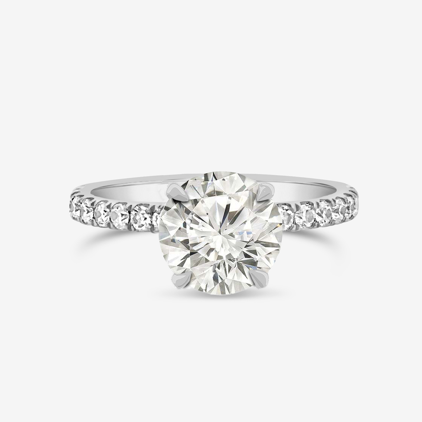 Preset 2.09CT Lab Grown Round Diamond Cathedral Engagement Ring