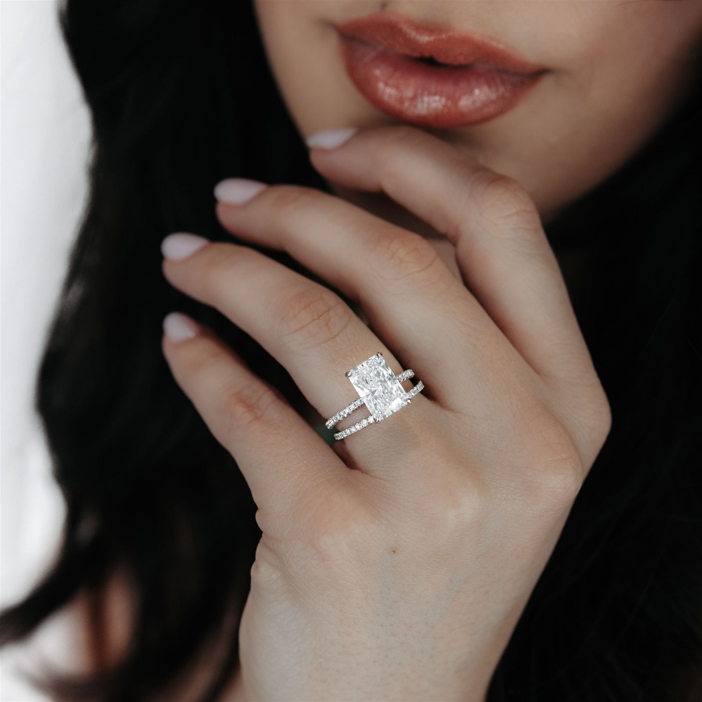 3.5 carat radiant cut diamond engagement ring