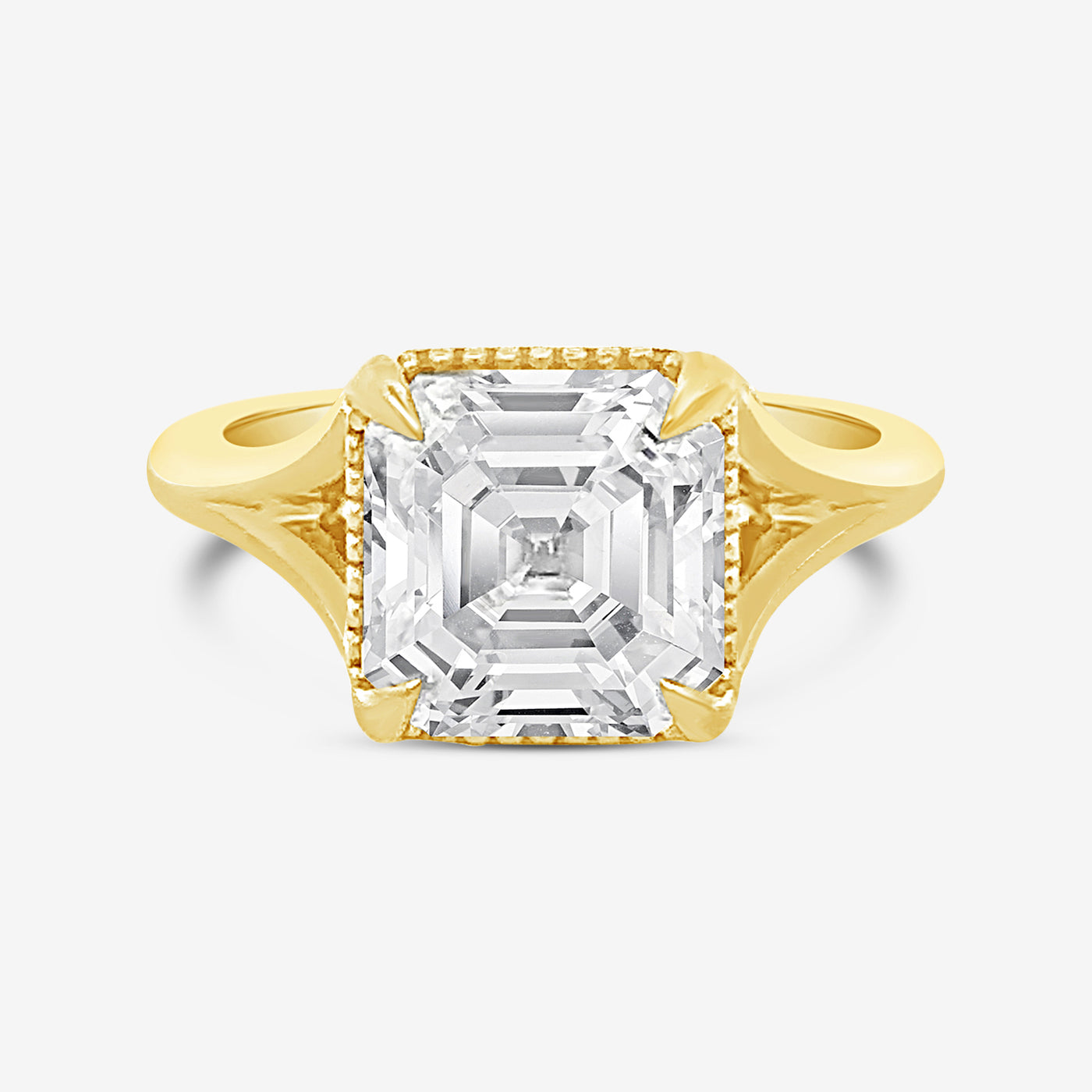 Preset 4.05CT Lab Grown Asscher Diamond Engagement Ring