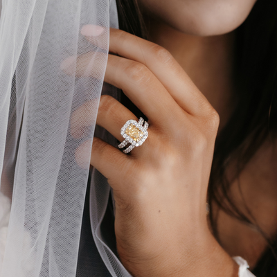 yellow and white diamond engagement ring