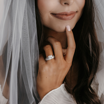 princess cut diamond engagement ring and wedding band