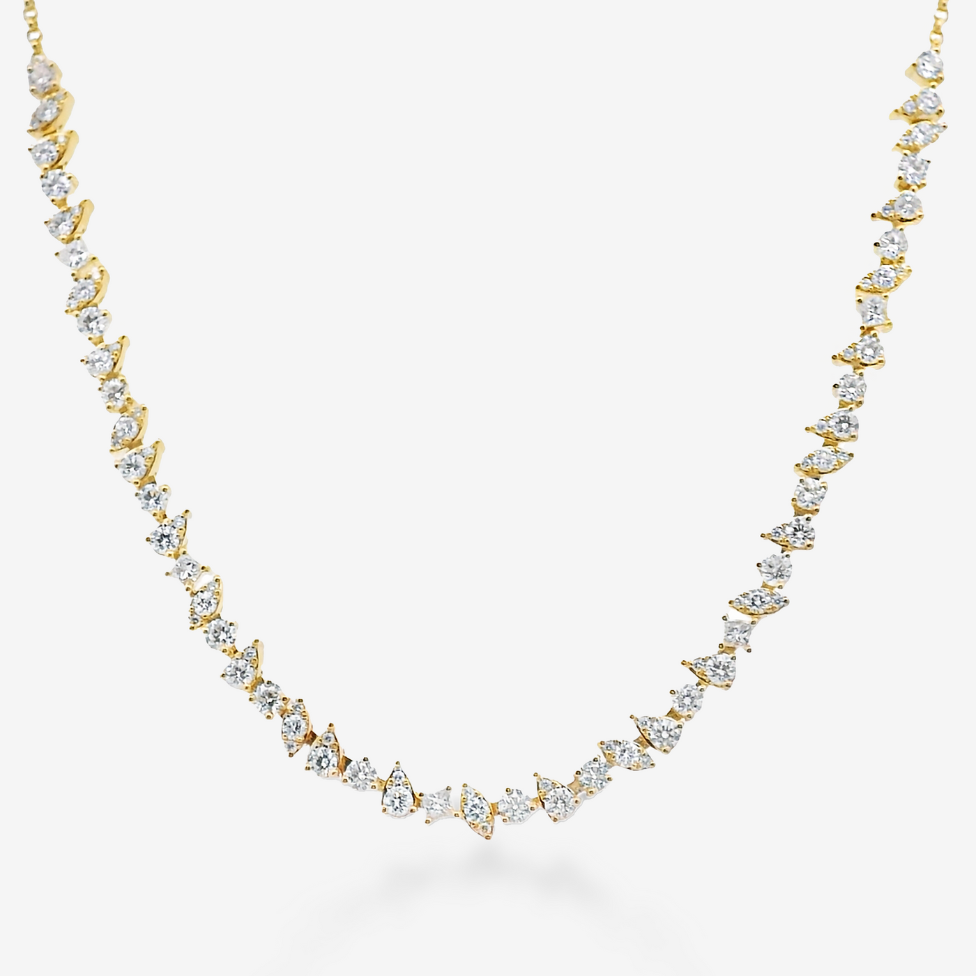 Princess & Round Cut Diamond Necklace