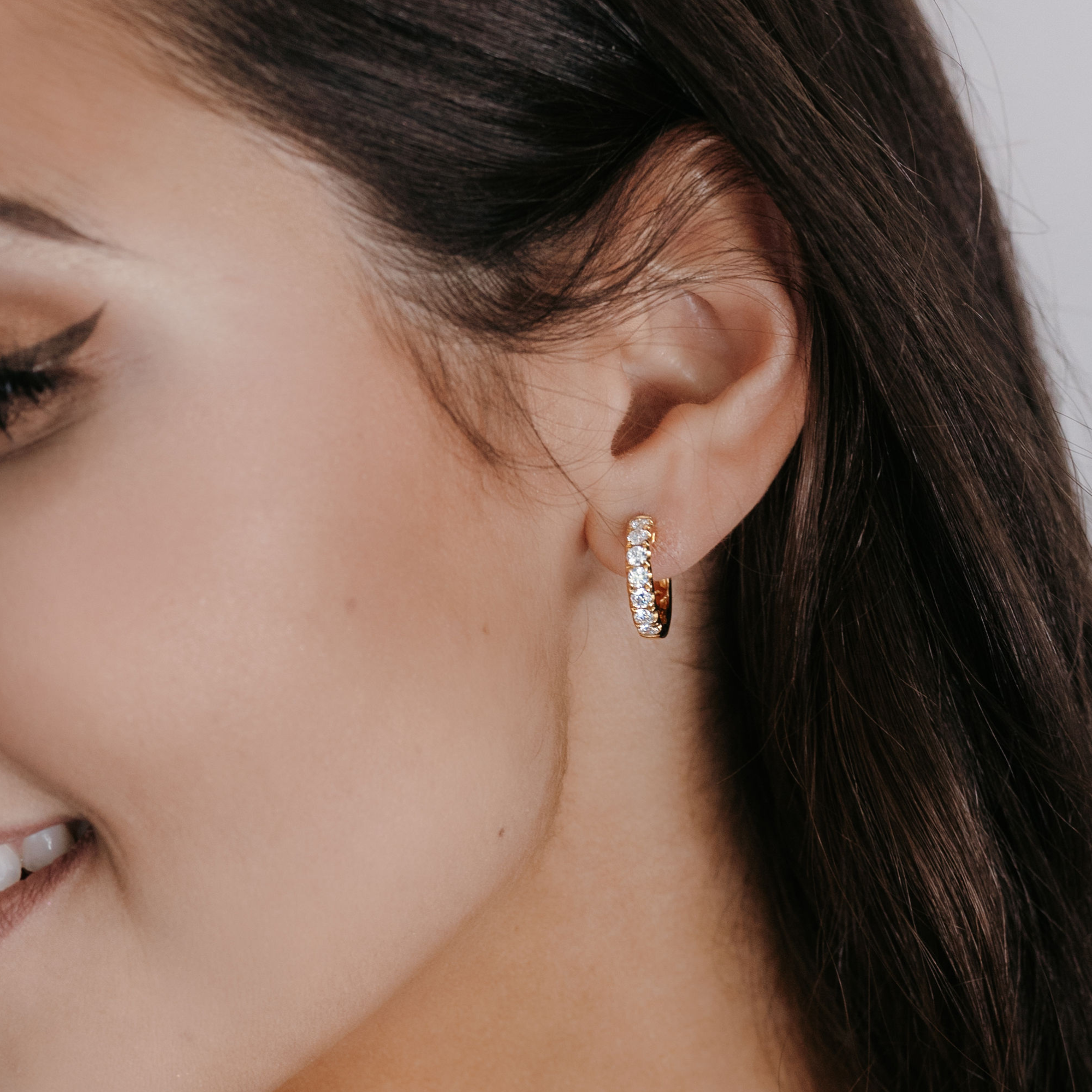 diamond huggie earrings