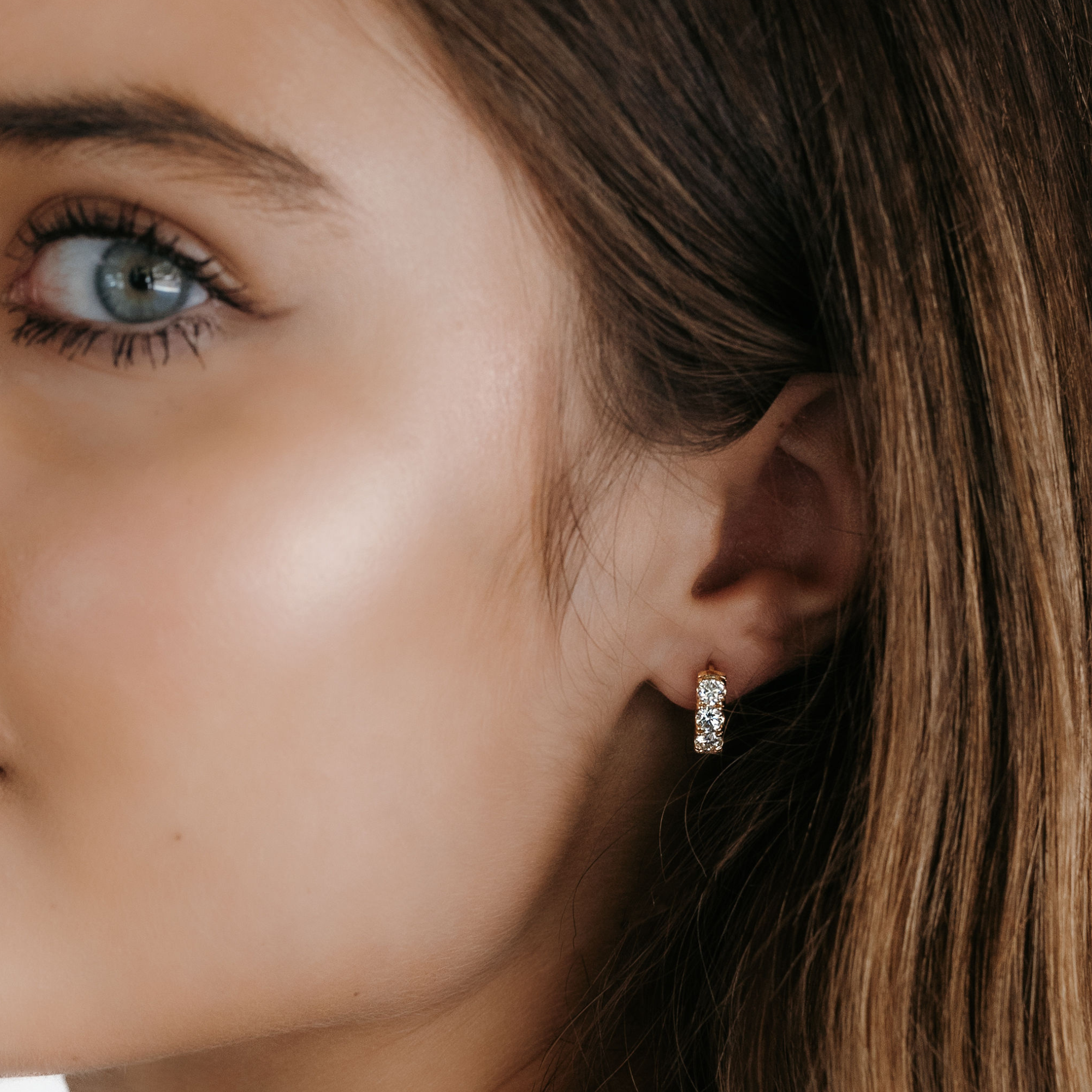 diamond huggie earrings