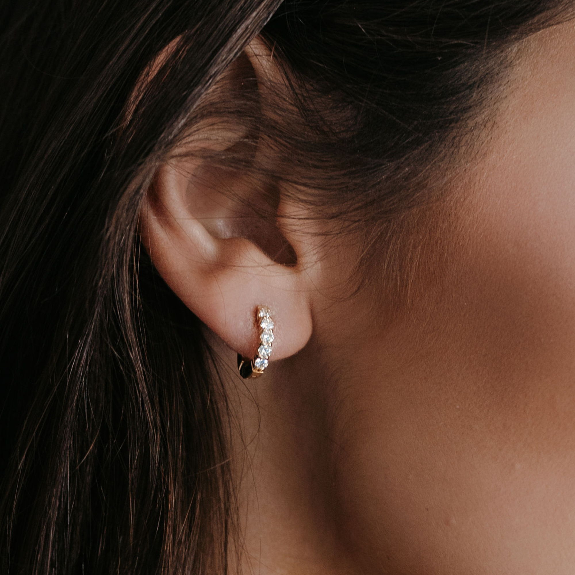 diamond huggie earrings