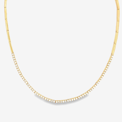 Prong Set Round Diamond Gold Bar Necklace