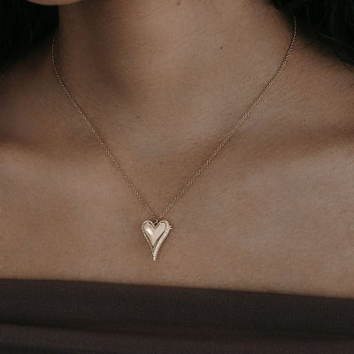 puffed heart locket necklace