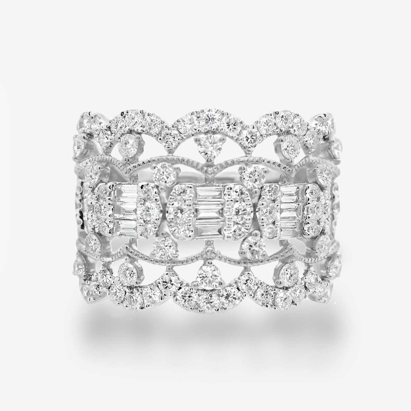 Vintage Inspired Baguette & Round Diamond Ring